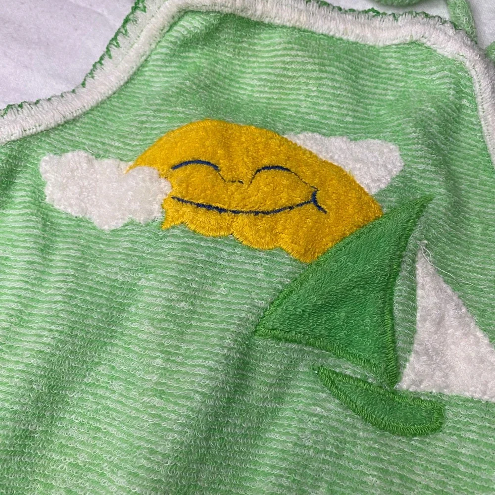 Vintage Carters Baby Romper Green Terry Cloth Sun Sailboat 18 Months 18M 70s 80s
